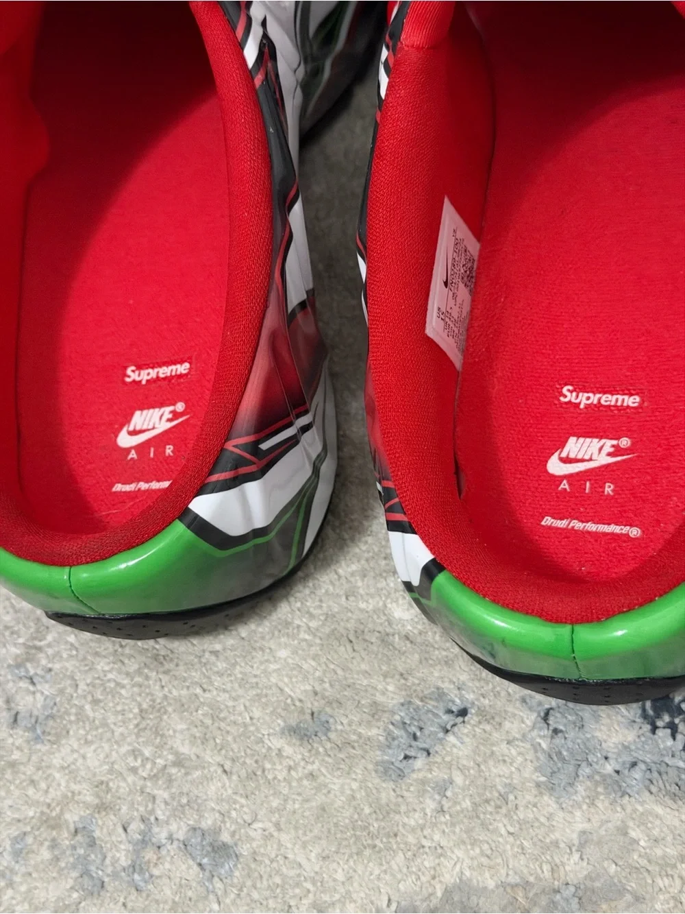 Supreme Drudi Performance Red Green Black Graphic Nike Clogposite